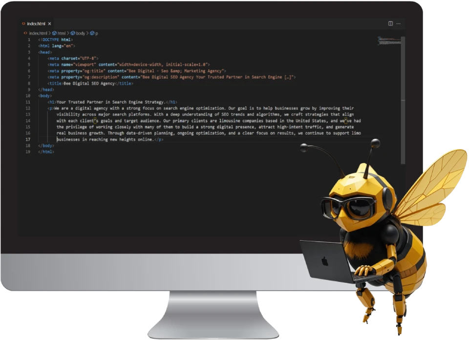 Custom limousine website design on desktop screen – Beedigital SEO agency