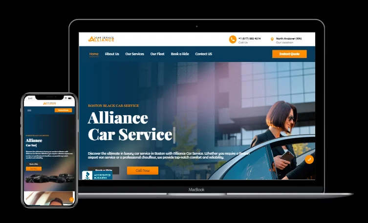 Boston limousine service website structured for lead generation