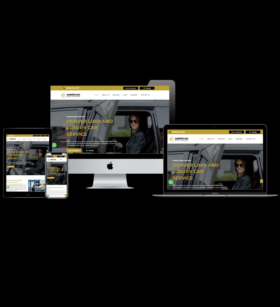 Limousine website designed for American Eagle Limousine in Denver