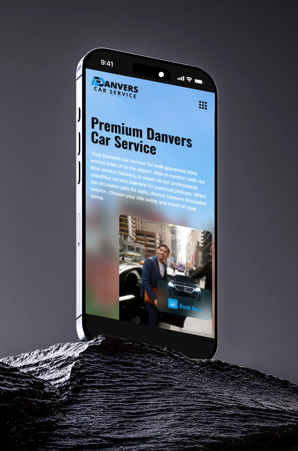 Mobile view of the new Danvers Car Service website layout