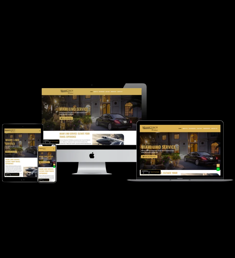 Custom limousine website design for Miami Coach Worldwide