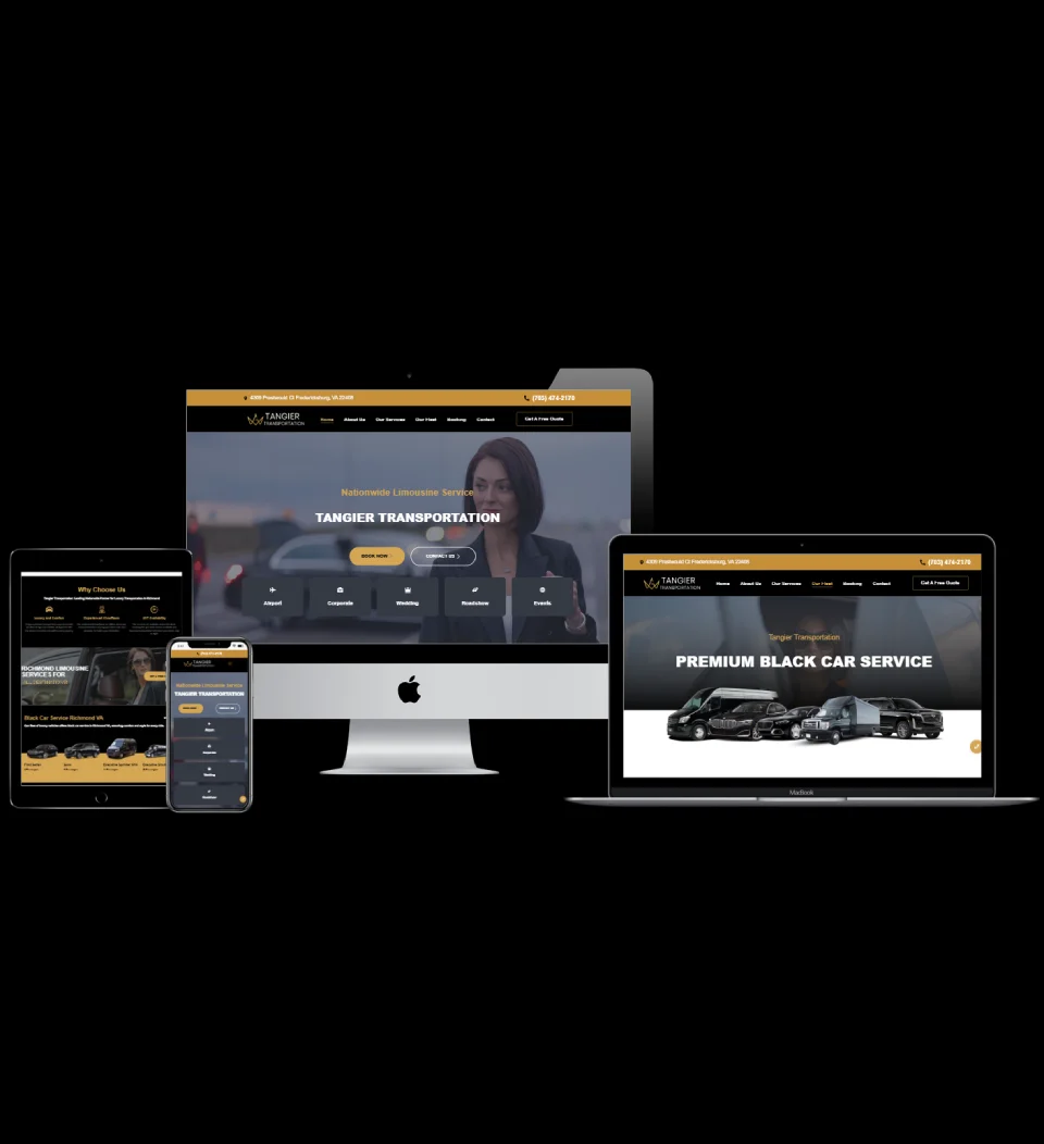 Search-ready limousine website for Tangier Transportation